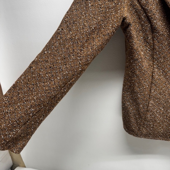 ST. JOHN Knit Blazer Women Size 14 Brown Speckled Wool Blend 3 Button Collar - Picture 4 of 10